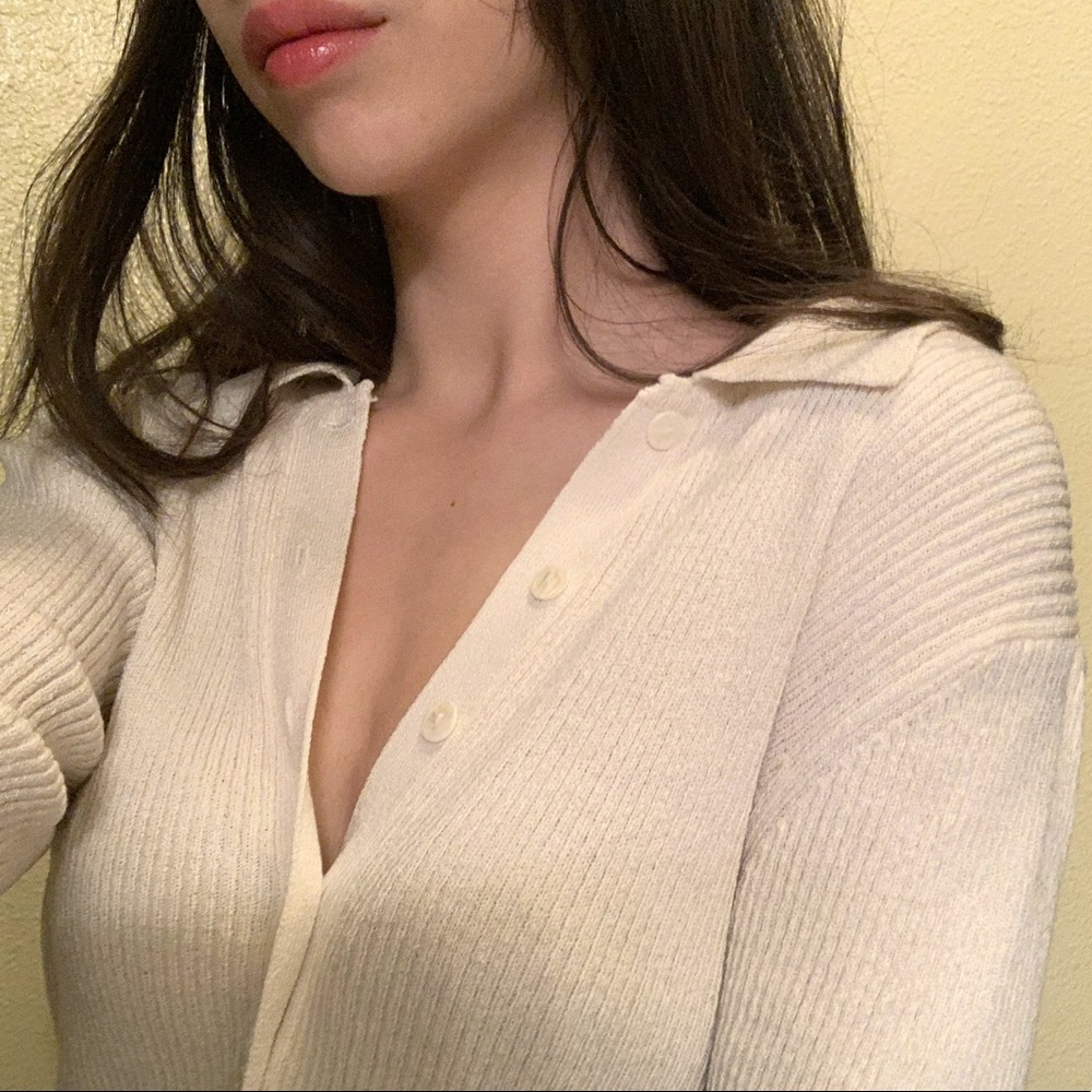 White vintage style collard sweater